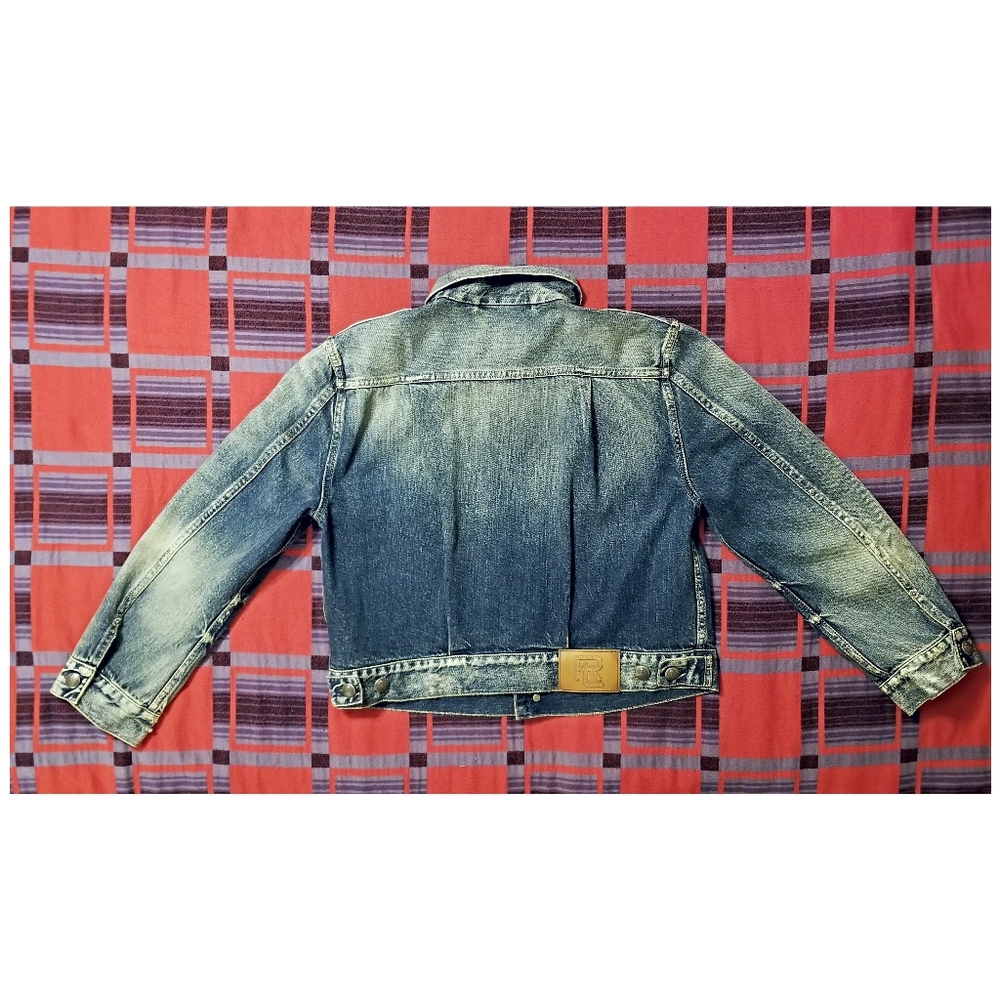 ☆NWT☆RALPH LAUREN PURPLE LABEL DISTRESSED DENIM JACKET- WOMEN'S SIZE LARGE - Picture 13 of 13